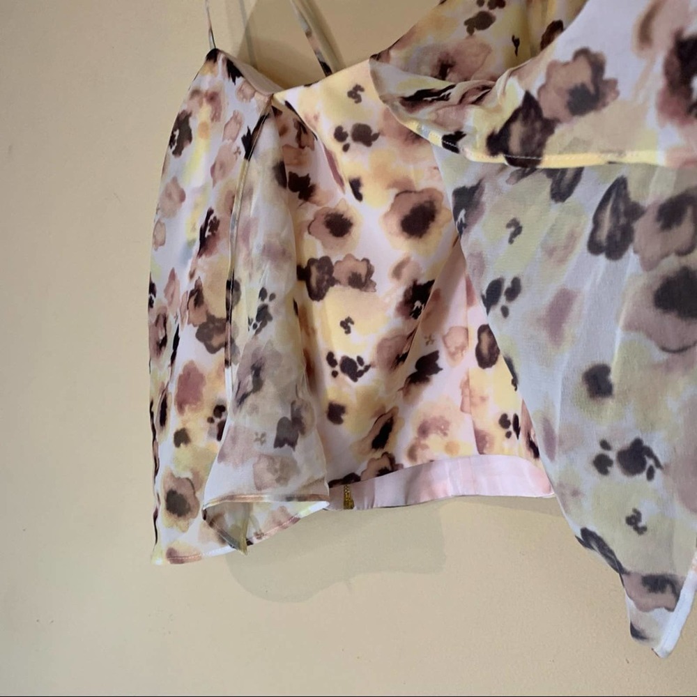 Gianni Bini NEW Vic Cropped Top Wild Flower Sheer Blouse Medium - Picture 4 of 16